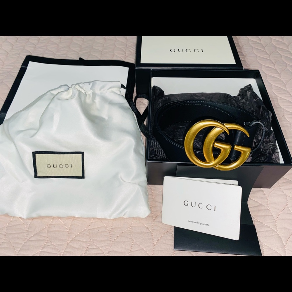 Gucci Double G Buckle Black Belt Size 75